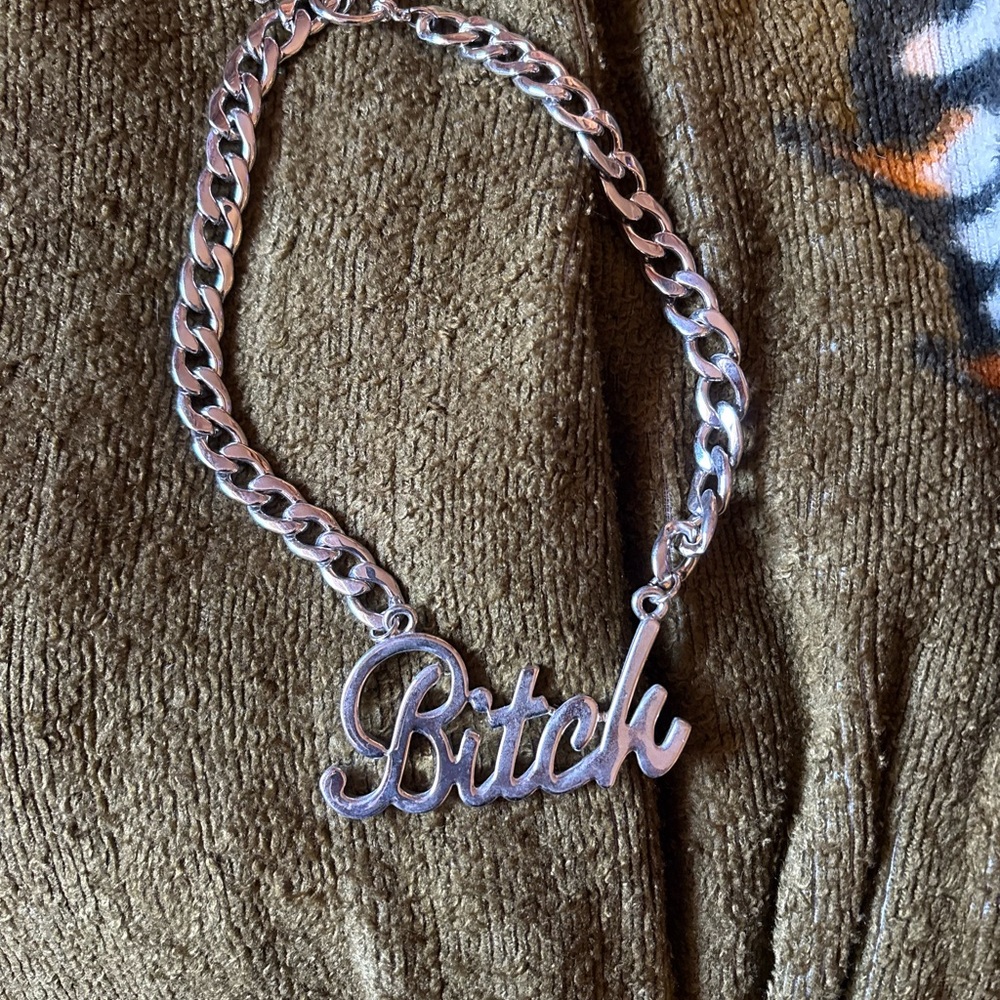 Silver-tone Chain Nameplate Necklace